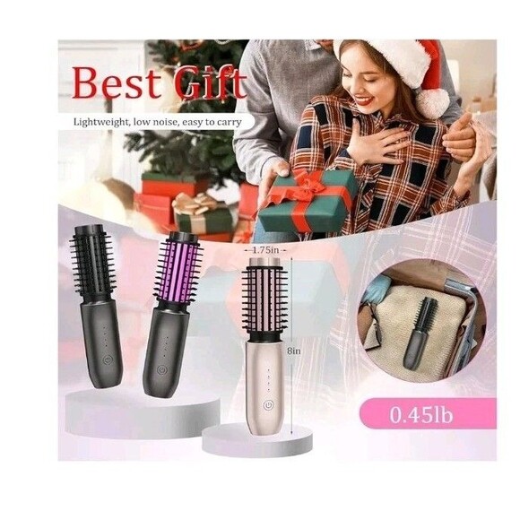 Cordless Hair Curling Iron Brush, Mini Travel Hot Straightener Comb, 3-in-1... - Picture 4 of 7